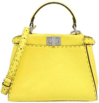 Fendi Pre-owned Selleria Peekaboo Mini Calf Bag - Dames - Vintage Handtas - Geel - ONE Size - Leer - Vintage