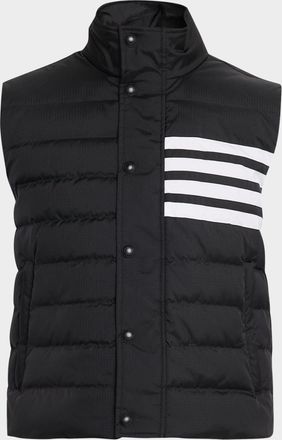 Thom Browne Mens Shiny Ripstop 4-Bar Down Vest