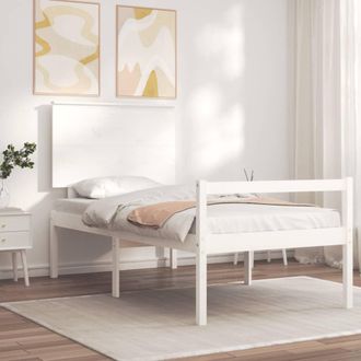 vidaXL Cama Para Personas Mayores Con Cabecero Madera Maciza Blanco Vidaxl