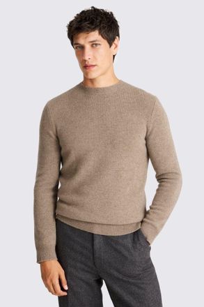 Moss Oatmeal Cashmere Crew Neck Jumper