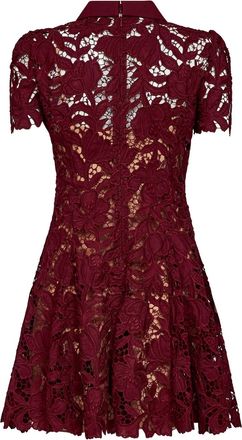 Self Portrait Womens Mini Dress Macram&eacute; Lace Burgundy Polyester