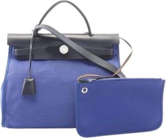 Herm&egrave;s Pre-owned Vintage Toile H Handbag - Dames - Vintage Handtas - Blauw - ONE Size - Vintage