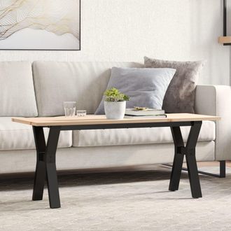 Berkfield Home Coffee Table Y-Frame 110x40x45 cm Solid Wood Pine & Steel in Brown | Size: 110 x 40 x 45 cm