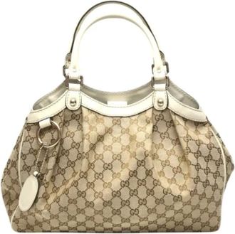 Gucci Pre-owned Tote Bags, female, Brown, Size: ONE SIZE Pre-owned Canvas gucci-bags