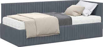 vidaXL Estructura De Cama Esquina Con Colch&oacute;n 2 Uds. Gris Oscuro Vidaxl