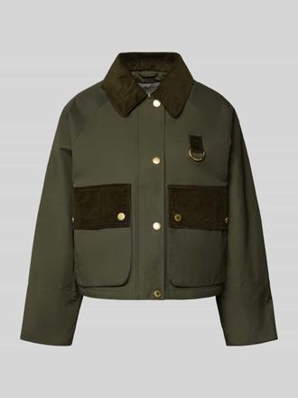 Barbour Relaxed Fit Jacke aus Baumwoll-Mix mit Cordkragen Modell PHOEBE in Oliv, Gr&ouml;&szlig;e 42