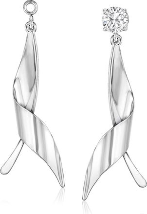 Ross-Simons 14kt White Gold Twisted Leaf Drop Earring Jackets