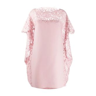 Valentino Kleedjes, Dames, Roze, L, Wol, Lace Cape Shift Dress