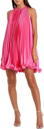 Mac Duggal Pleated Halter Neck Flowy Mini Trapeze Dress in Candy Pink at Nordstrom, Size 6