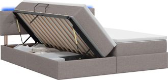 vidaXL Cama De Almacenamiento Led Con Colch&oacute;n Topo 180 X 200 Cm Tela Vidaxl