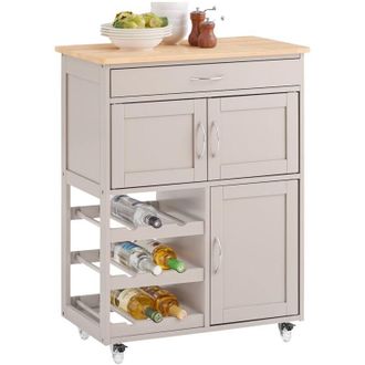 SoBuy Fkw45-ka Carrito De Cocina Con 3 Puertas Y 1 Caj&oacute;n L67cm X H87cm X D38cm - Sobuy