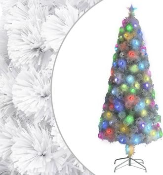 vidaXL Vidaxl - Rbol De Navidad Artificial Con Luces Fibra &Oacute;ptica Blanco 210cm