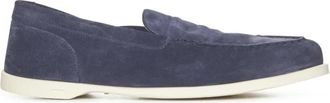 John Lobb Blauwe Su&egrave;de Loafer Schoenen - Heren - Loafers - Blauw - 41 EU - Su&egrave;de - Schoenen