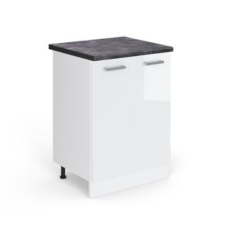 Vicco Mueble Bajo De Cocina R-line, Blanco Alto Brillo, 60 Cm, Et Antracita