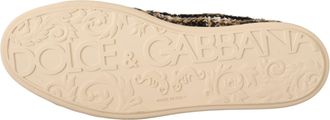 Dolce & Gabbana Beige Brown Wool Cotton High Top Mens Sneakers
