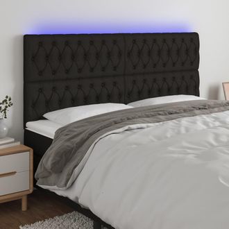 vidaXL Cabecero Con Luces Led Tela Negro 180x7x118/128 Cm Vidaxl