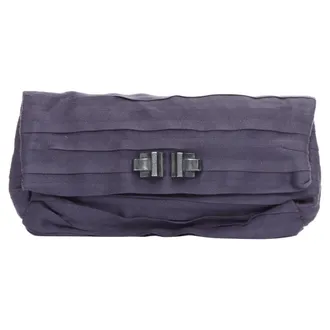 Lanvin Satin Pleated Fabric Silver Buckle Foldover Clutch Bag
