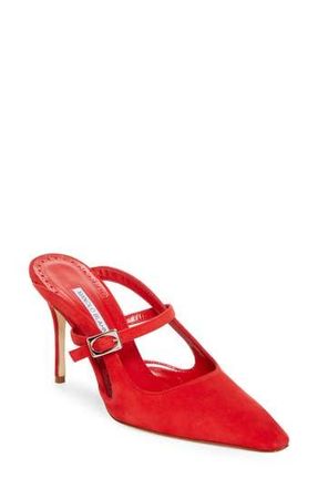 Manolo Blahnik Okos Pointed Toe Pump in Bright Red at Nordstrom Rack, Size 10Us / 40Eu