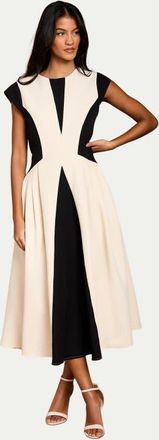 Coast Petite Crepe Colour Block Midi Dress in Mono at Nordstrom, Size 4P