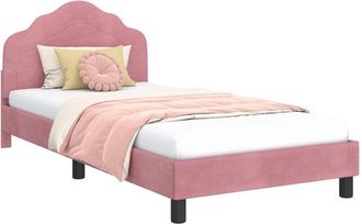 vidaXL Cama Para Ni&ntilde;os Con Cabecero Rosa 90 X 200 Cm Terciopelo Vidaxl