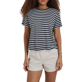 Alex Mill Garcon Stripe Linen Blend T-Shirt in Navy /Off White at Nordstrom, Size X-Large