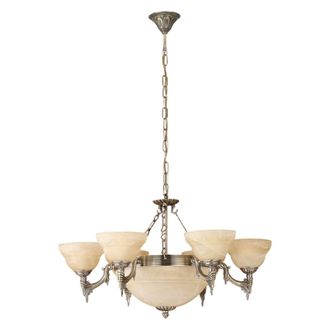 Loops Pendant Light Colour Bronzed Shade Champagne Glass Alabaster Bulb E14 9x60W in Clear