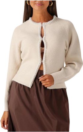 Notre-V Ecru Gebreide Trui voor Herfst/Winter - Dames - Vesten - Beige - 2XL - Polyester - Truien & Vesten