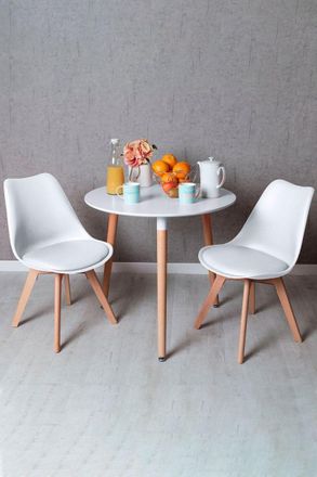 Regalos Miguel Regalos Miguel - Descuento Extra - Conjunto Mesa Tower Redonda 80 Cm Blanca Y Pack 2 Sillas Synk Basic - Blanco