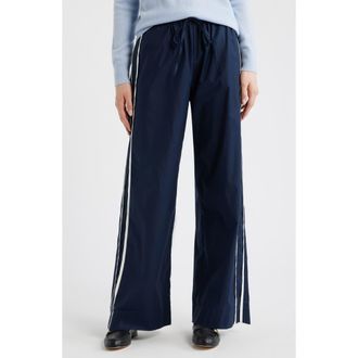 Reformation Julien Wide Leg Poplin Pants in Midnight at Nordstrom, Size X-Large
