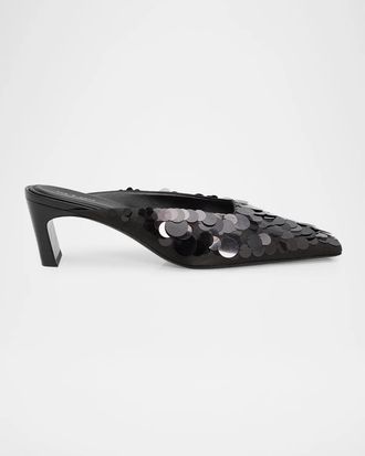 Rag & Bone Kai 55MM Paillette-Embellished Satin Mules