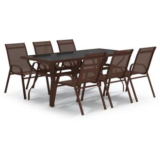 vidaXL Set da Pranzo da Giardino 7 pz Marrone e Nero - Vidaxl