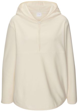 Vivance Hoodie VIVANCE, Damen, Gr. 32/34, beige (creme), Obermaterial: 100% Polyester, unifarben, bequem h&uuml;ftlang, abgesteppt, Sweatshirts Hoodie, mit Reissve