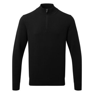 Asquith & Fox Heren Katoenen Blend Sweatshirt met ritssluiting (Zwart)