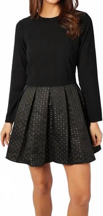 Sail to Sable Jacquard Zip Back Mini Dress In Black/gold