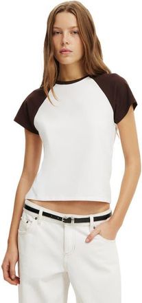 Cotton On Womens 90S Baby Raglan Tee in White Cobalt at Nordstrom, Size Xx-Small