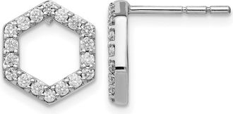 Diamond2Deal 1/2 ct Lab Grown Diamond Hexagon Stud Earrings 14k Gold VS Clarity, D-E Color