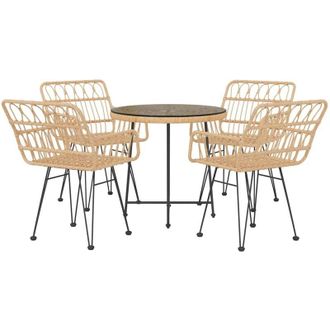 vidaXL Juego De Comedor De Jard&iacute;n 5 Piezas Rat&aacute;n Sint&eacute;tico Vidaxl