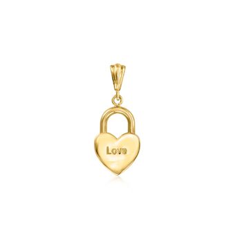 RS Pure by Ross-Simons Italian 10kt Yellow Gold Love Heart Lock Pendant