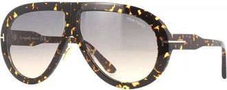 Tom Ford Sunglasses Aviator Full Rim, Dark Havana Frame And Gradient Smoke To Yellow Lens Ft083652B