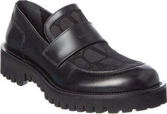 Valentino Vlogo Canvas & Leather Loafer