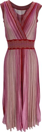 Missoni Metallic Stripe Knit Midi Dress in Pink Viscose