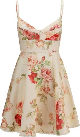 Zimmermann Kleedjes, Dames, Beige, M, Linnen, Roselight Linnen Mini Jurk
