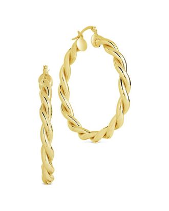Sterling Forever 14K Plated Rosalie Polished Entwined Hoops