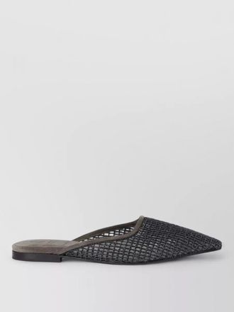 Brunello Cucinelli leather embellished pointed mules