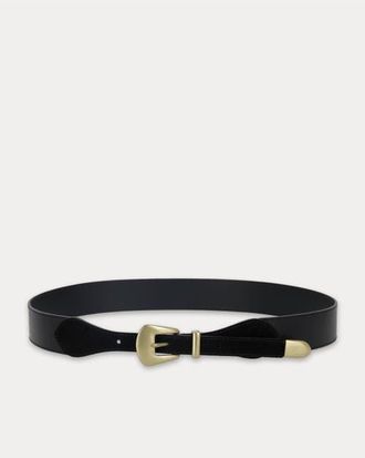 Fortela Taylor Double Leather Belt in Black at Nordstrom, Size 80