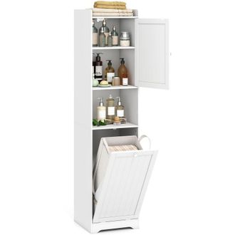 Costway 170 CM Bathroom Cabinet Tall & Slim Linen Tower with Storage-White
