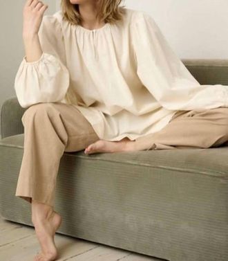 Moshi Moshi Mind Long-Sleeve Poplin Tunic In Ecru