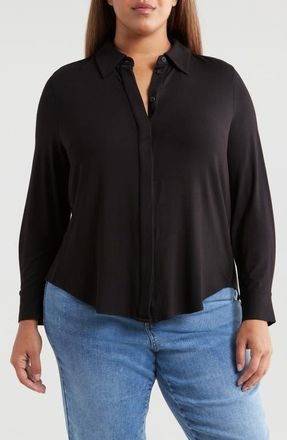 Universal Standard Elbe Button-Up Shirt in Black at Nordstrom, Size 4Xl