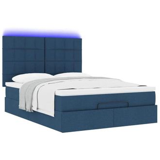 vidaXL Estructura De Cama Otomana Con Colch&oacute;n Tela Azul 140x190cm Vidaxl