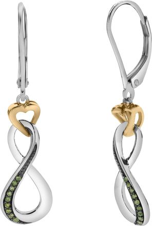 LuvMyJewelry Serelith Sterling Silver 0.08 Ct Diamond Two-Tone Infinity Dangle Earrings